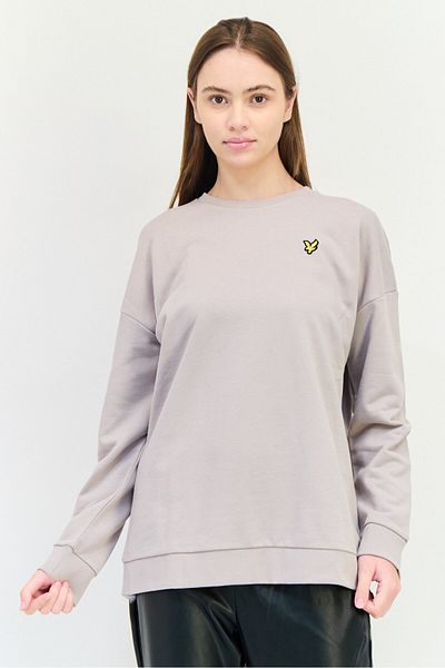 Lyle & Scott Women Crew Neck Long Sleeve Embroidered Logo Sweatshirts, Fawn Grey