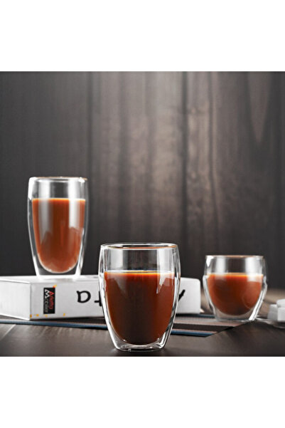 OEM Double-walled glass cup, heat-resistant, capacity 450 ml