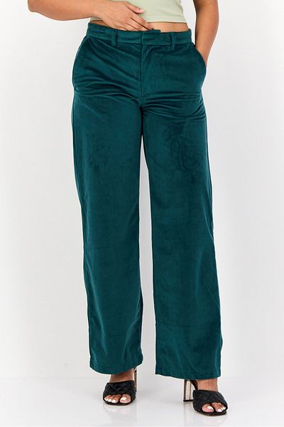 Levi's Women Baggy Fit Solid Wide Leg Pants, Green