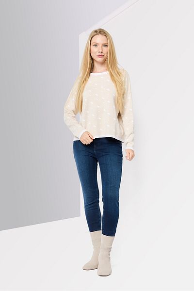 Guess Women Crew Neck Textured Long Sleeves Sweater, Multicolor