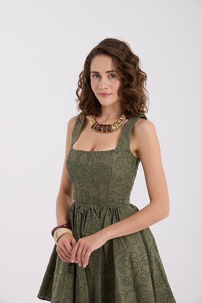 NOK İSTANBUL Blooming Grace Strapless Mini Dress Khaki