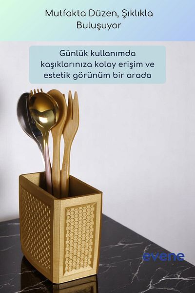 Evene Suport pentru tacâmuri de blat Suport decorativ pentru tacâmuri vertical Cilindru Suport pentru tacâmuri Culoare aurie Model 92