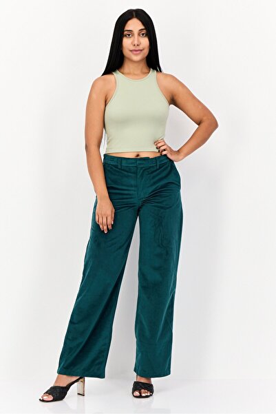 Levi's Women Baggy Fit Solid Wide Leg Pants, Green