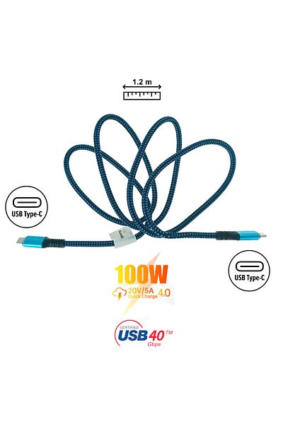 Lanberg Cablu premium USB tip C v.4.0, tata-tata, 1.2m, Lanberg 43674, PD 100W, 5K@60HZ, 40Gbps
