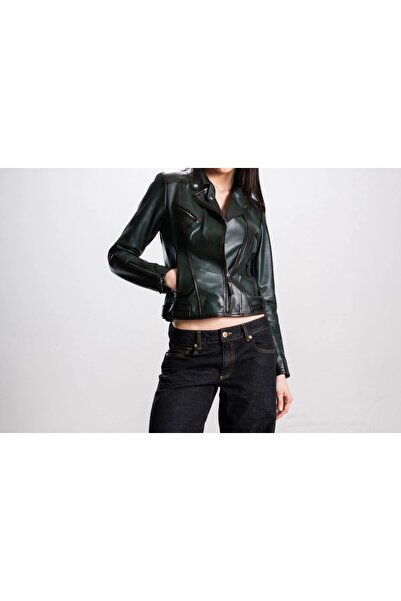 shop سترة جلدية نسائية لراكبي الدراجات النارية رياضية من جلد الخراف الأصلي كا...