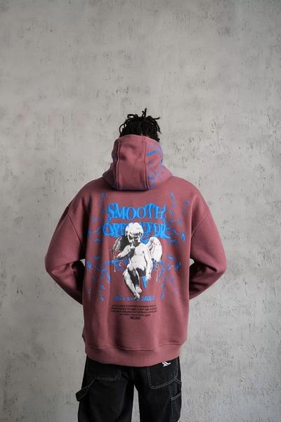 Silerra    Men's Lightning Printed Hooded Sweat - Dusty Rose