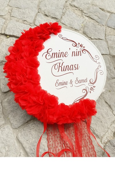 Evsay İsme Özel Deri Tef Kına Tefi Lazer Gül Süslenmiş Gelin Tefi 30 Cm Vurma...