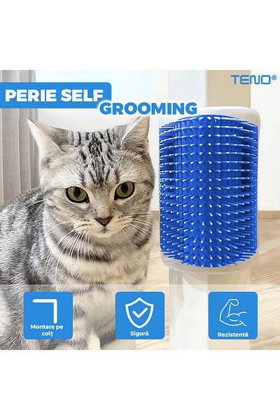 Teno Teno® Cat Nail Brush, safe materials, easy assembly, 13 x 8.5 cm, blue