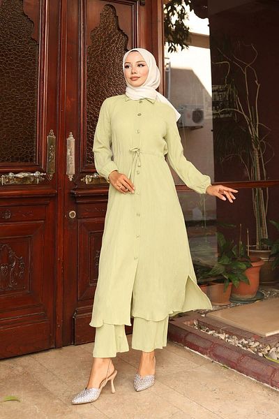 MİSSKAYLE Λεπτομερή μακρύ κοστούμι με σχισμή Mint Green