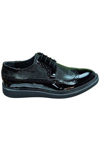 Nevzat ÖgE 01008-Eva Men's Black Patent Leather (40-44) Leather Classic Shoes