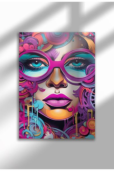 21mxm Street Art Poster, Vibrant Graffiti Portrait, Frameless Modern Canvas, Urban Vibe 2025