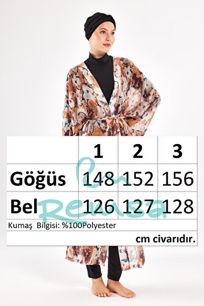 Adasea Single Pareo Kimono on Uv Protection Swimwear 1708 Beige