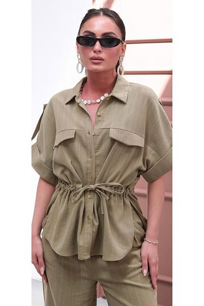 Suzi Linen Mix Shirt and Pants Set 4S5192