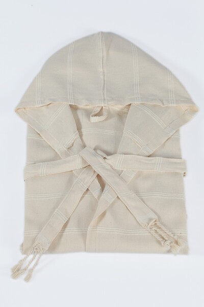 Bedinn Μπουρνούζι με κουκούλα 100% βαμβακερό Peshtemal - Μποέμικο σχέδιο με φούντες