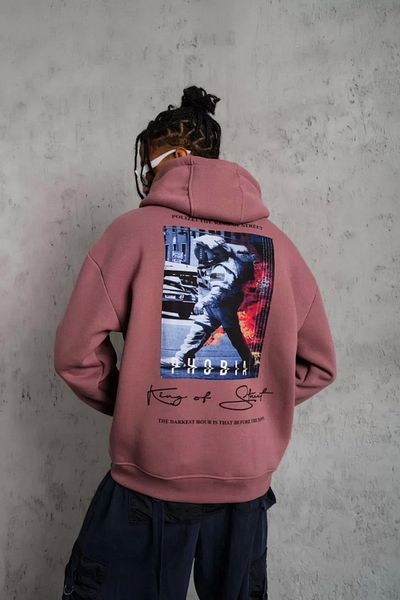 Silerra Men's Astronaut Printed Hooded Sweat - Dried Rose