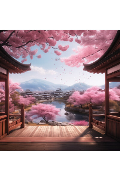 vadrami Pictură pe pânză, Flori de cireș japoneze (Sakura), Ramă interioară din lemn, Cadou perfect fabricat în România