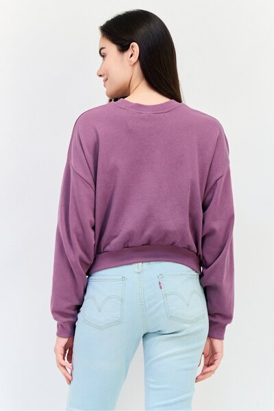 Levi's Women Crew Neck Graphic Print Long Sleeves Sweatshirt, Purple