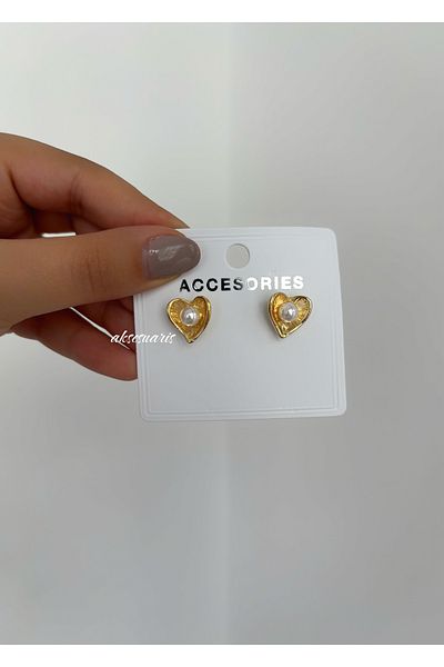 aksesuaris Heart Pearl Minimal Women's Earrings