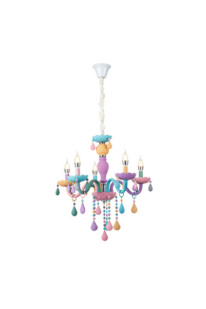 Apliqa Kona 5'Li Cam Kollu Çok Renkli Çocuk Odası Salon Avize