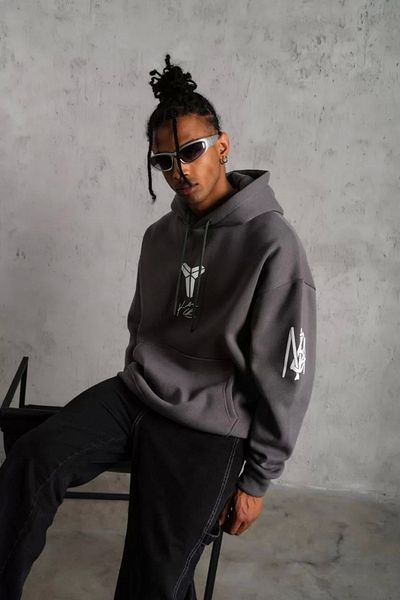 Silerra Men's Printed Hooded Sweat - Gray
