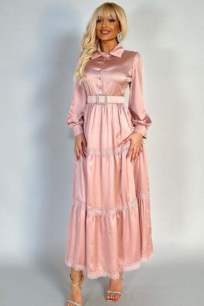 WildFashion Long casual/elegant dress accessorized with embroidery Y654-58
