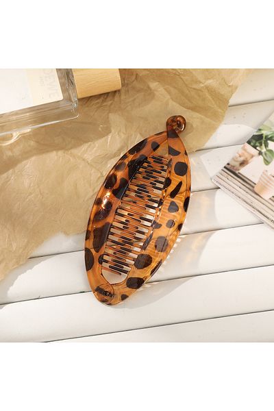 GÜLPEŞE Fish Banana Buckle Leopard Detailed Bun Buckle Glpş 415