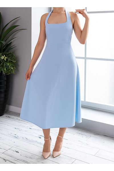 Ceylen Rochie midi cu guler pătrat cu nasturi la gât