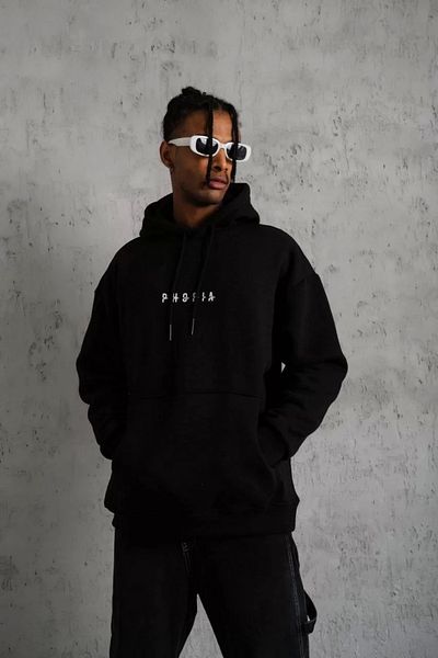 Silerra    Men's Astronaut Printed Hooded Sweat - Black