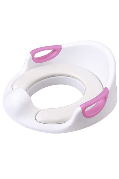 zafit Reductor WC copii ZAFIT®, cu manere si spatar, Portabil, Antiderapant, Alb/Roz
