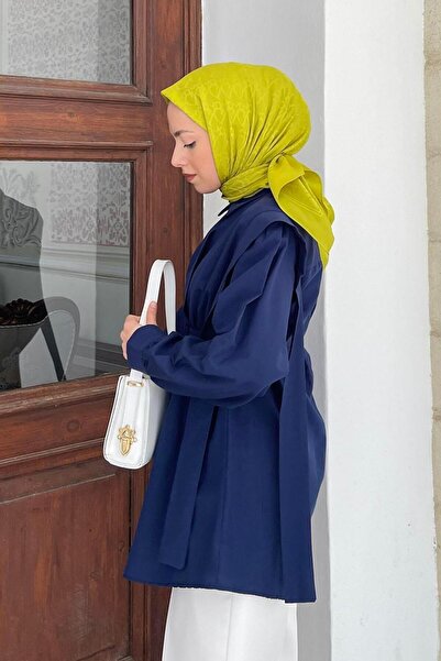 lamelif Πουκάμισο με επένδυση ώμου με δεμένη μέση Navy Blue