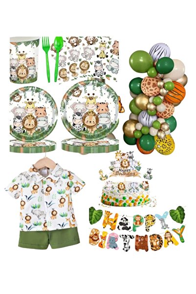 ÇEÇEN HOME (20 τεμάχια για 20 άτομα) Σετ με πουκάμισα με θέμα τα ζώα του δάσο...