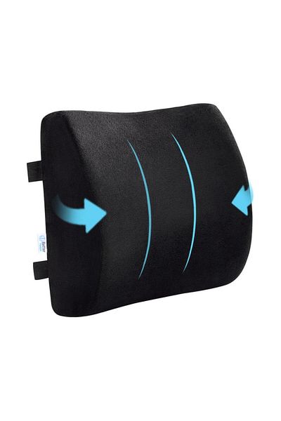 BETTER POSTURE Lumbar pillow for office or car made of memory foam Lite, Black, 33 x 31 x 10 cm