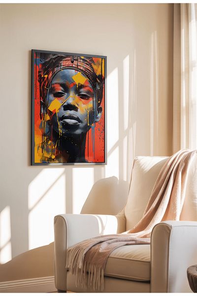 21mxm Street Art Poster, Vibrant Graffiti Portrait, Frameless Modern Canvas, Urban Vibe 2025