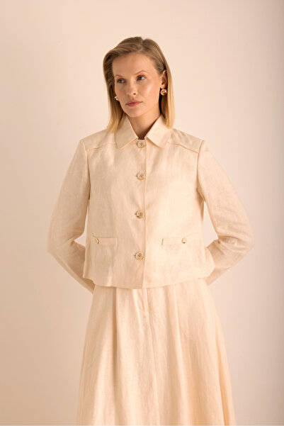 Aker Keten Kısa Ceket