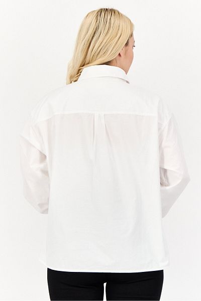 Levi's Women Spread Collar Long Sleeve Plain Shirt, White