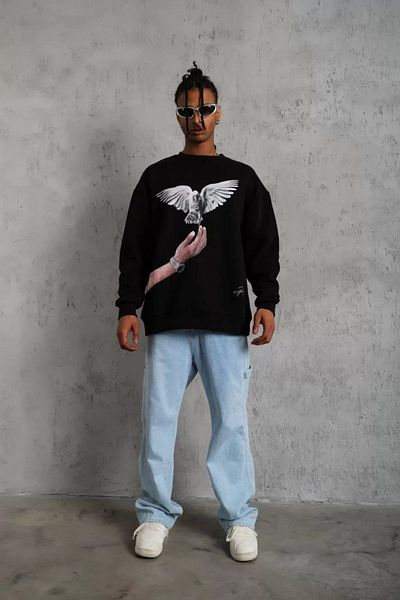 Silerra    Men's Dove Printed Sweatshirt - Black