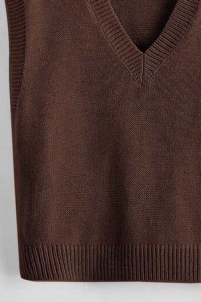 COOL TARZ Elégance Brown V-Neck Sweater