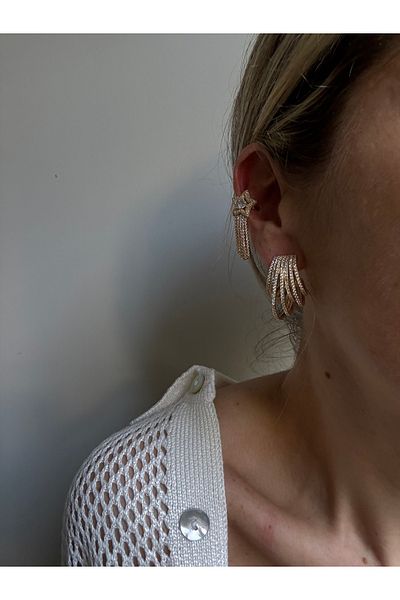 Rossetto Atelier Imported Special Production All Zircon Stone Row Hoop Earrings