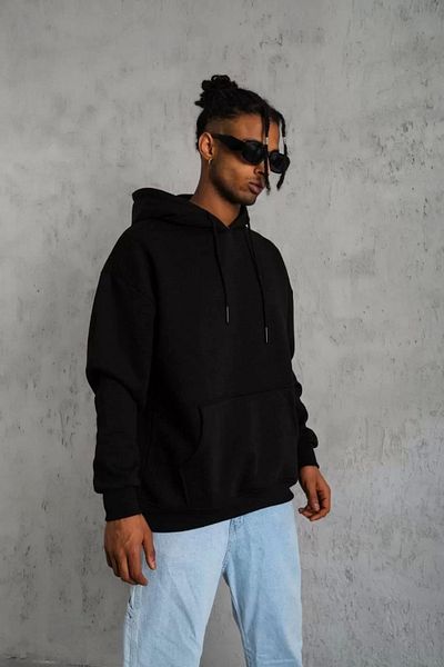 Silerra    Men's Plain Hooded Sweat - Black