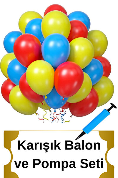 hırdawhat Orta Boy 10 Inç 26 Cm Desensiz Renkli Balon 100'lü Ve Balon Pompası Seti