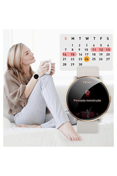 ideal STORE Έξυπνο ρολόι idealSTORE S24Watch, στρογγυλή οθόνη AMOLED, παρακολούθηση κλήσεων Bluetooth, καρδιακών παλμών και καρδιακών παλμών