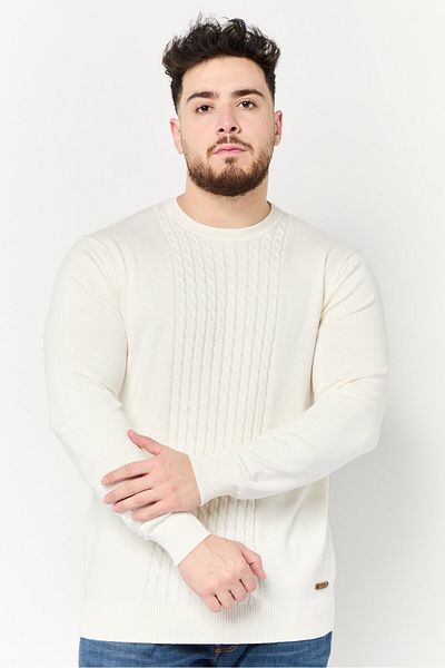 Harmont & Blaine Jeans Men Crew Neck Textured Sweater, Off White