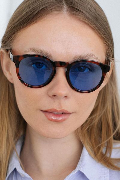 Bilge Karga Glen Leopard Blue Sunglasses