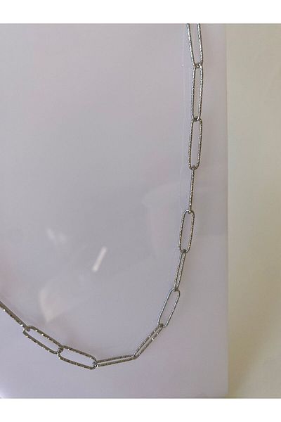 marsel aksesuar Silvery Paperclip Silver Steel Necklace