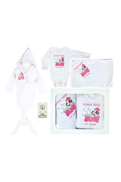 Inovius Trusou Prima Baita, Personalizat cu Mesaj "Prima Baita cu Nasii" Minnie Roz in Cadita - TPB201