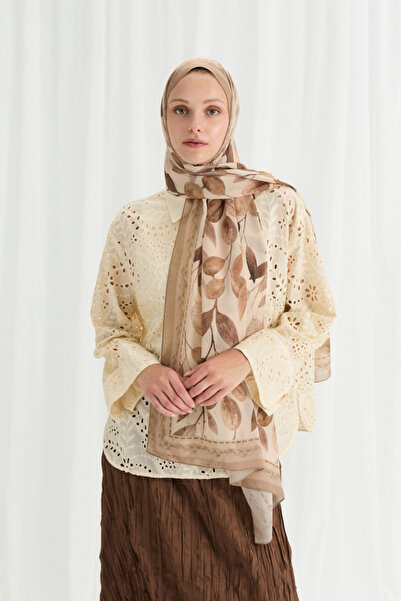 cs camellia scarf Σάλι από μεταξωτό κρεπ Camellia - Άμμος