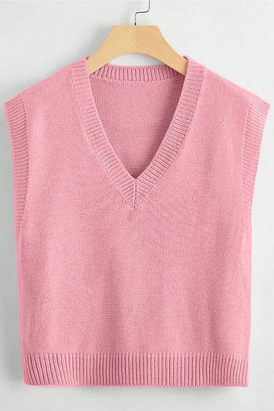COOL TARZ Elégance Pink V-Neck Sweater