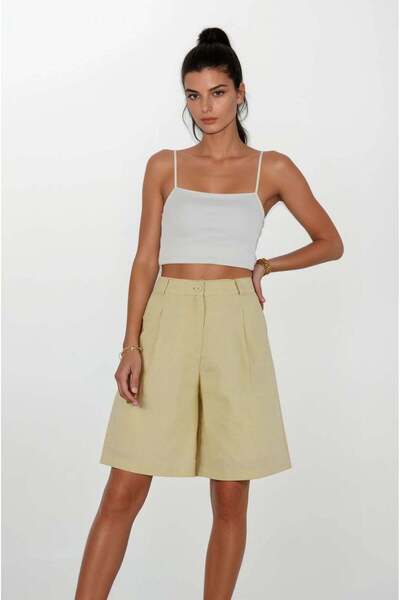 FABB Pantaloni scurți Bermuda din in galben