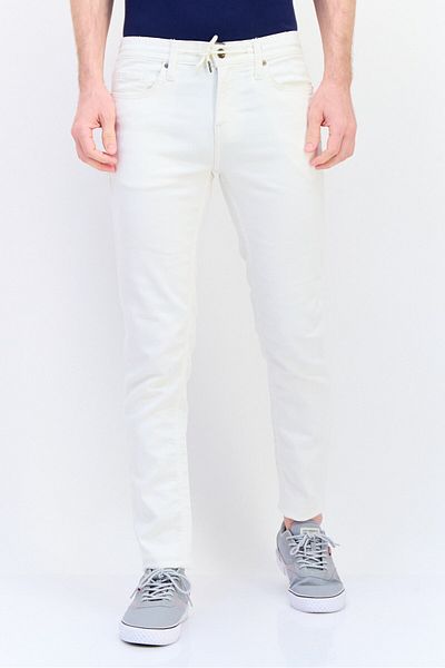 CELIO Men Slim Fit Solid Stretchable Straight Leg Jeans, White