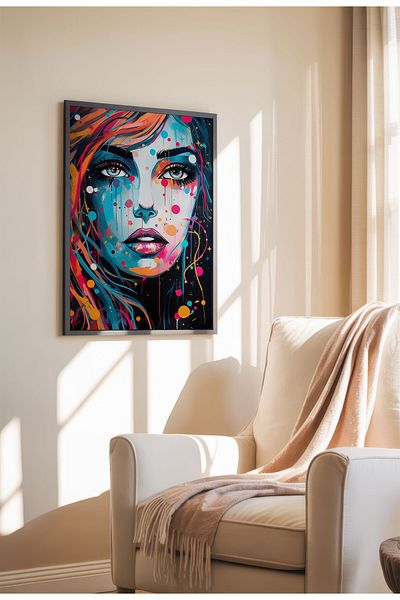 21mxm Street Art Poster, Vibrant Graffiti Portrait, Frameless Modern Canvas, Urban Vibe 2025